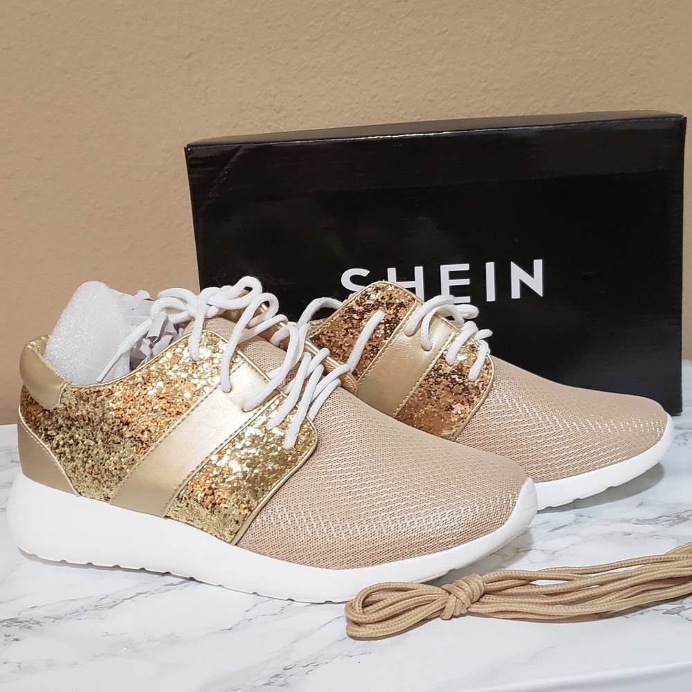 Gold glitter shoes